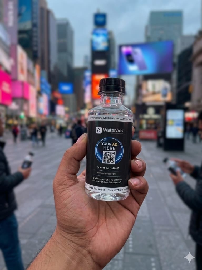 Water Ads Bottle in Times Square